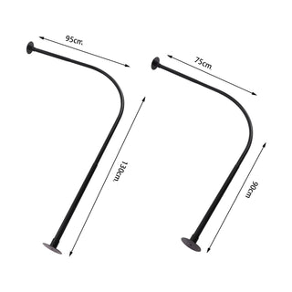 barre douche courbée noire moderne fixée mur anneaux rideau sans perçage 95 130 cm