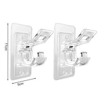 Deux supports de tringle transparents avec dimensions : 11 cm de haut, 5 cm de large, parfaits pour tringles standards.