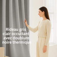 Rideau gris clair occultant avec doublure noire thermique