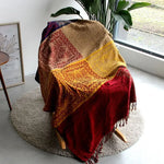 couverture géométrique multicolore boho chic polyester coton anti boulochage opaque maison voyage printemps automne