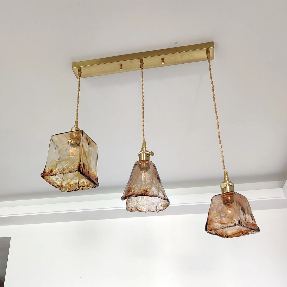 suspension lumineuse marron translucide texture marbrée vintage ampoule e27 pendentif chambre salon