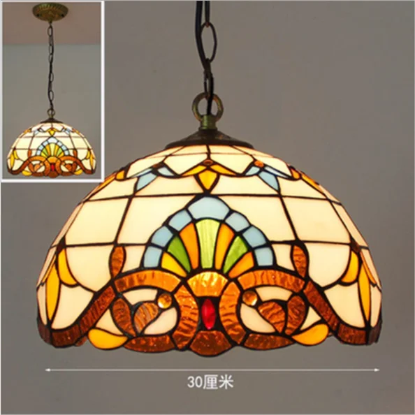 lampe suspendue multicolore stained glass art nouveau chaîne métallique e27 led floral