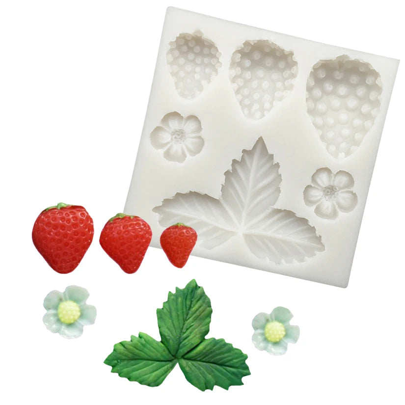moule silicone fraises feuilles fleurs gâteau moderne pâtisserie naturelle decoration dessert cuisine facile utilisation
