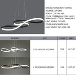 Suspension lumineuse moderne or blanc noir contemporain fixée chaînes