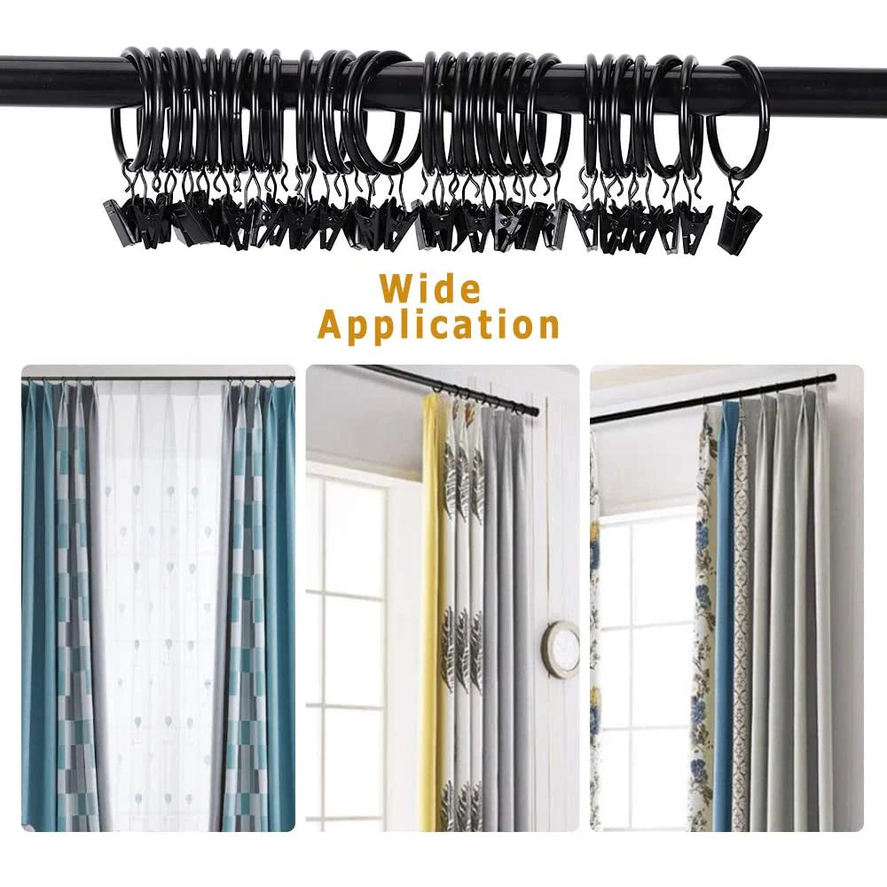 clips rideau métal noir argent nickel mat support draperie moderne barre tension acier inoxydable