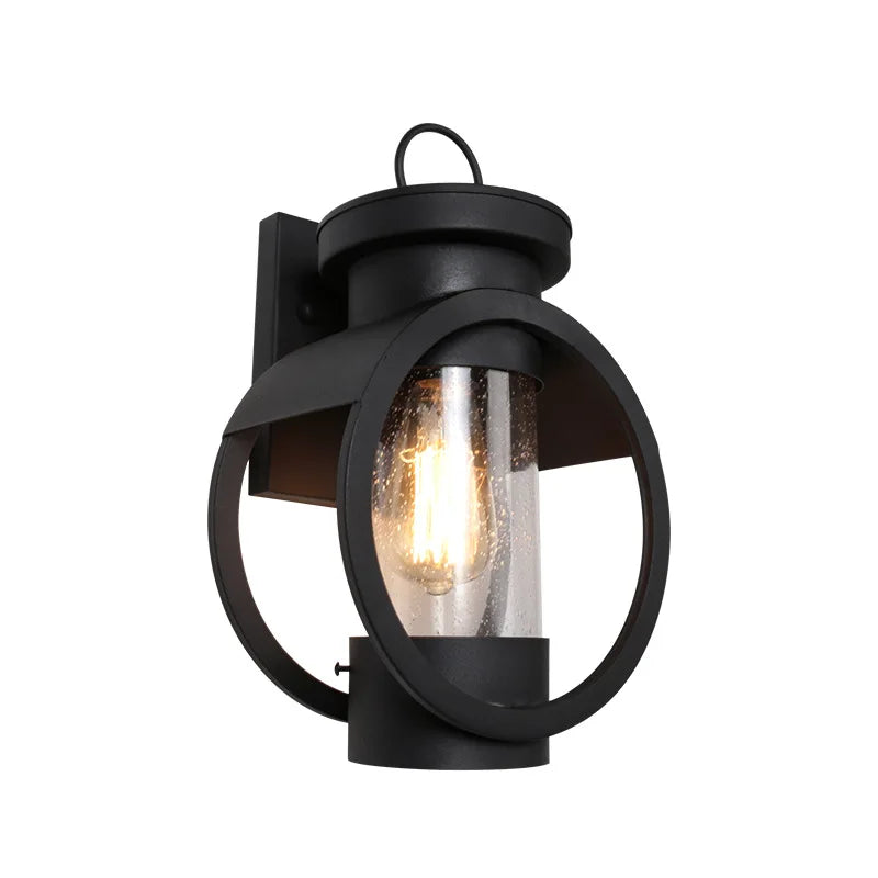 lampe murale moderne noire verre trempé transparent ip65 éclairage extérieur industriel led fixe