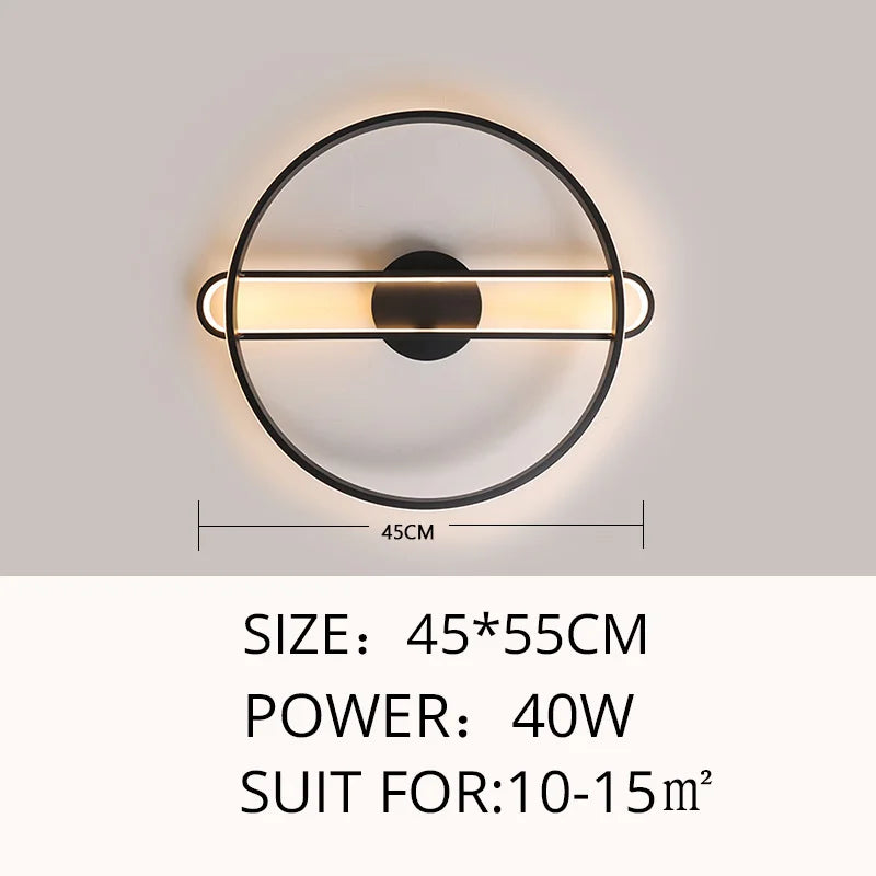 lampe moderne noire dorée acrylique métal brillant télécommande led 10 15m²