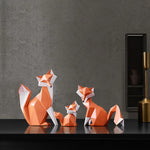 figurines renards géométriques modernes résine orange blanc décoratives chambre maison