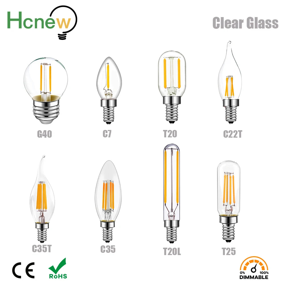 ampoules led filament dorés transparentes e12 e14 4w 6w 2700k 360° modernes 25000h