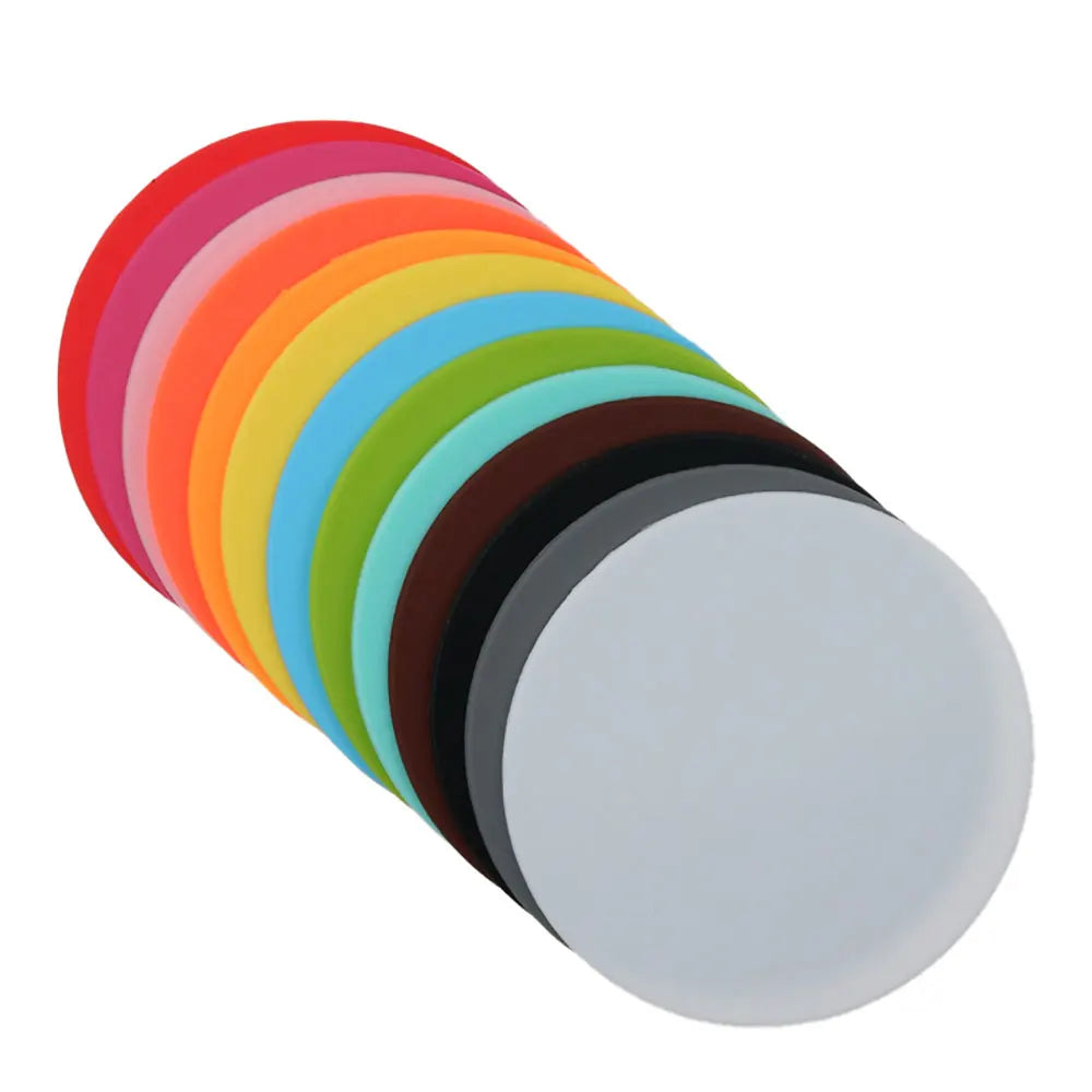 coasters silicone unicolore rose orange vert bleu noir gris blanc modernes imperméables