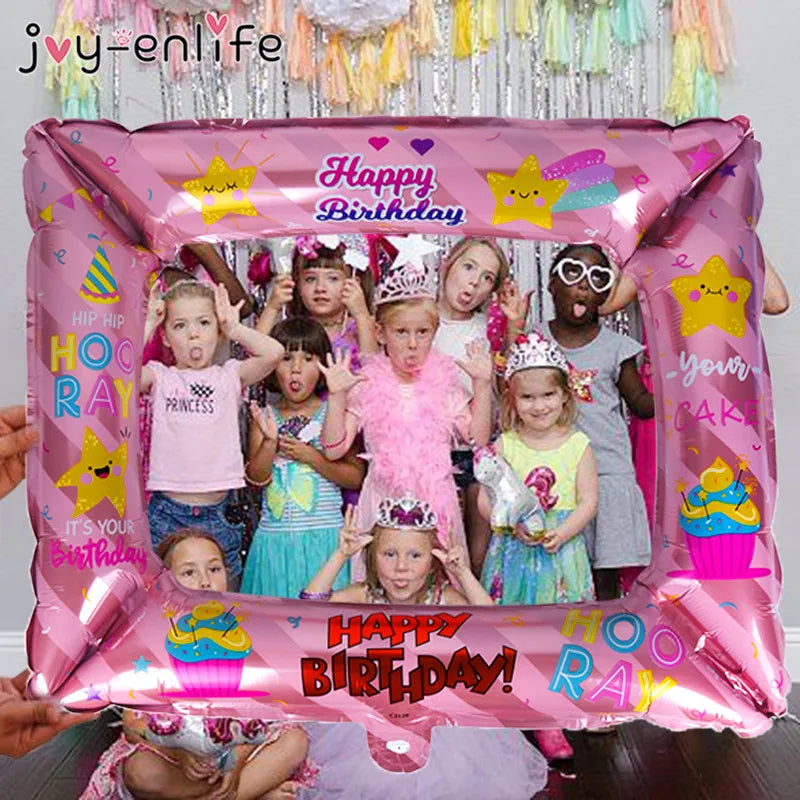 Cadre photo gonflable jaune fluo pour événements festifs
