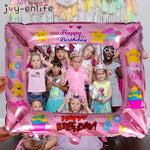 Cadre photo gonflable jaune fluo pour événements festifs