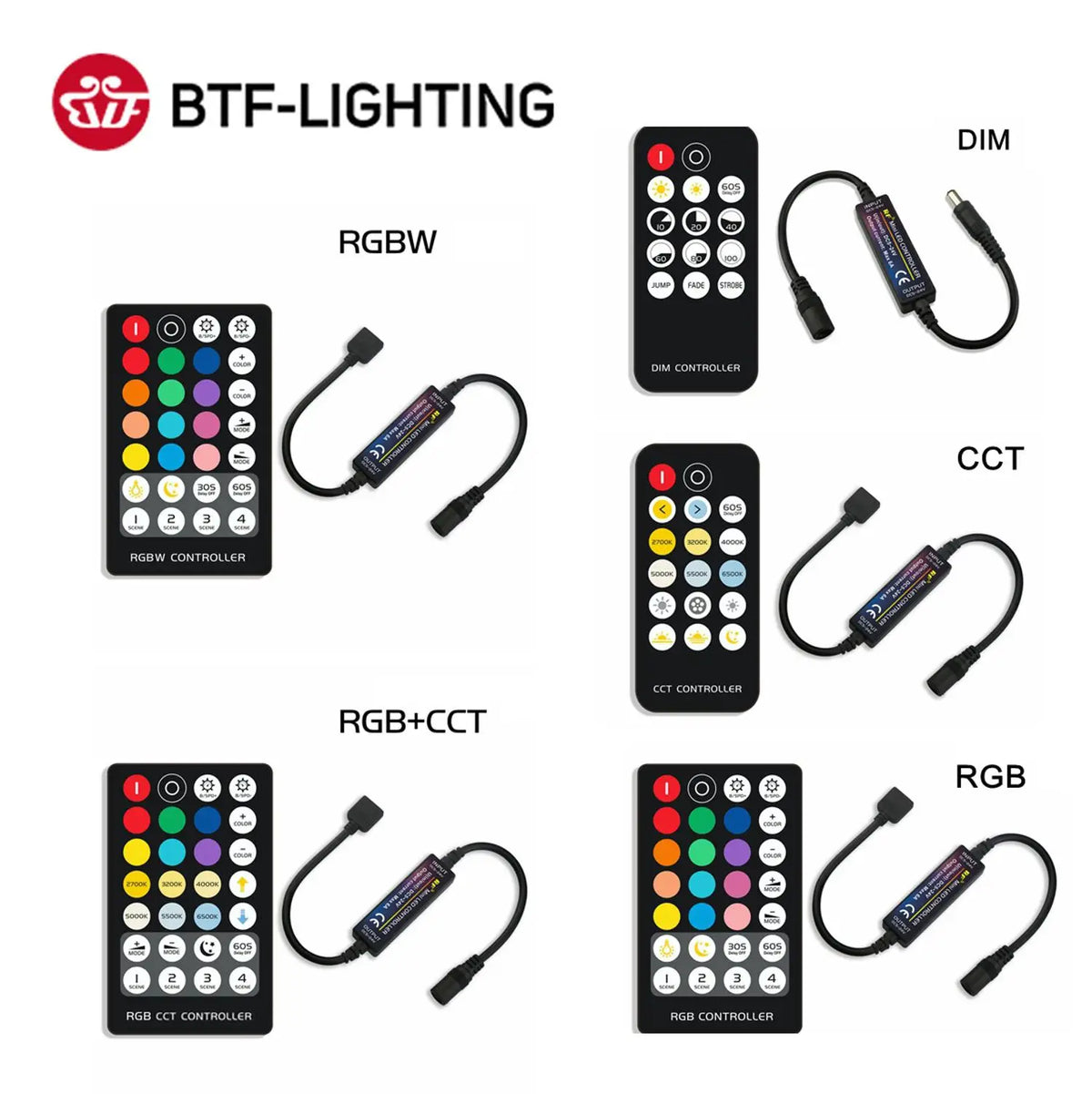 contrôleur led rf 14 touches noir moderne télécommande câble adhésif
