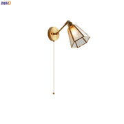 lampe murale or blanc abatjour bleu vert motif losange translucide vintage