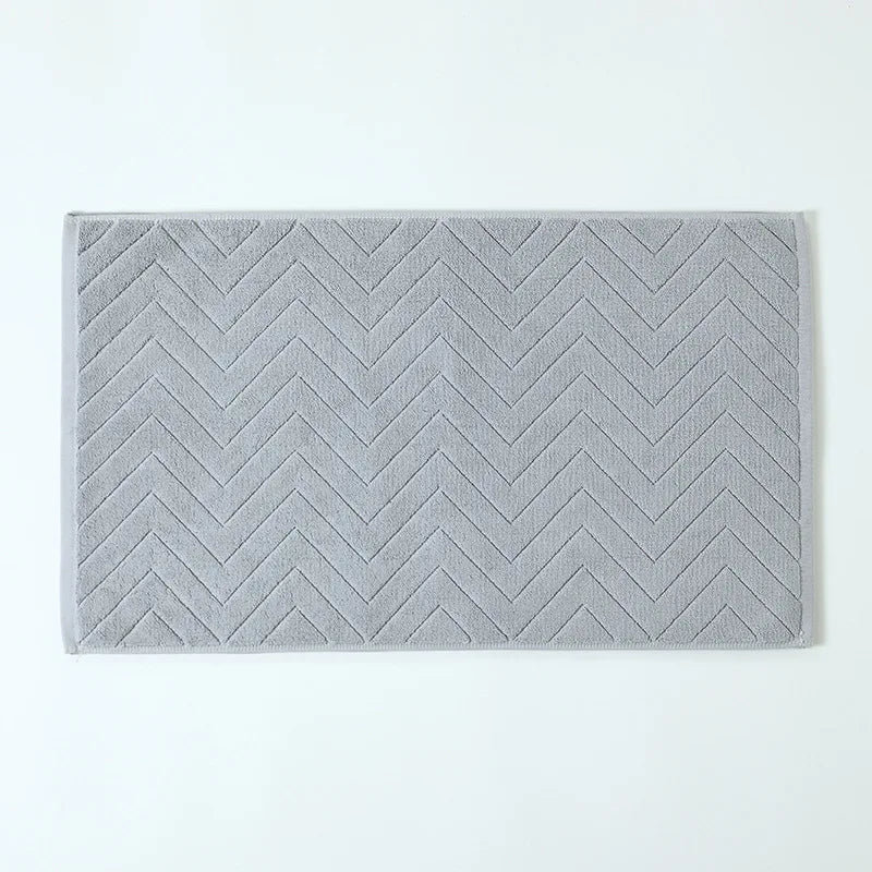 tapis bain coton gris blanc bleu olive bordure brodée absorption rapide antidérapant machine laver