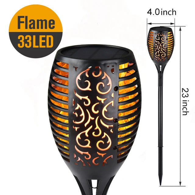 lampe torche solaire 96 led motif feuille moderne noire posée sol mur étancheextérieur