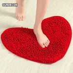 tapis rouge pelucheux coeur moderne résistant antidérapant sol bain chambre adultes