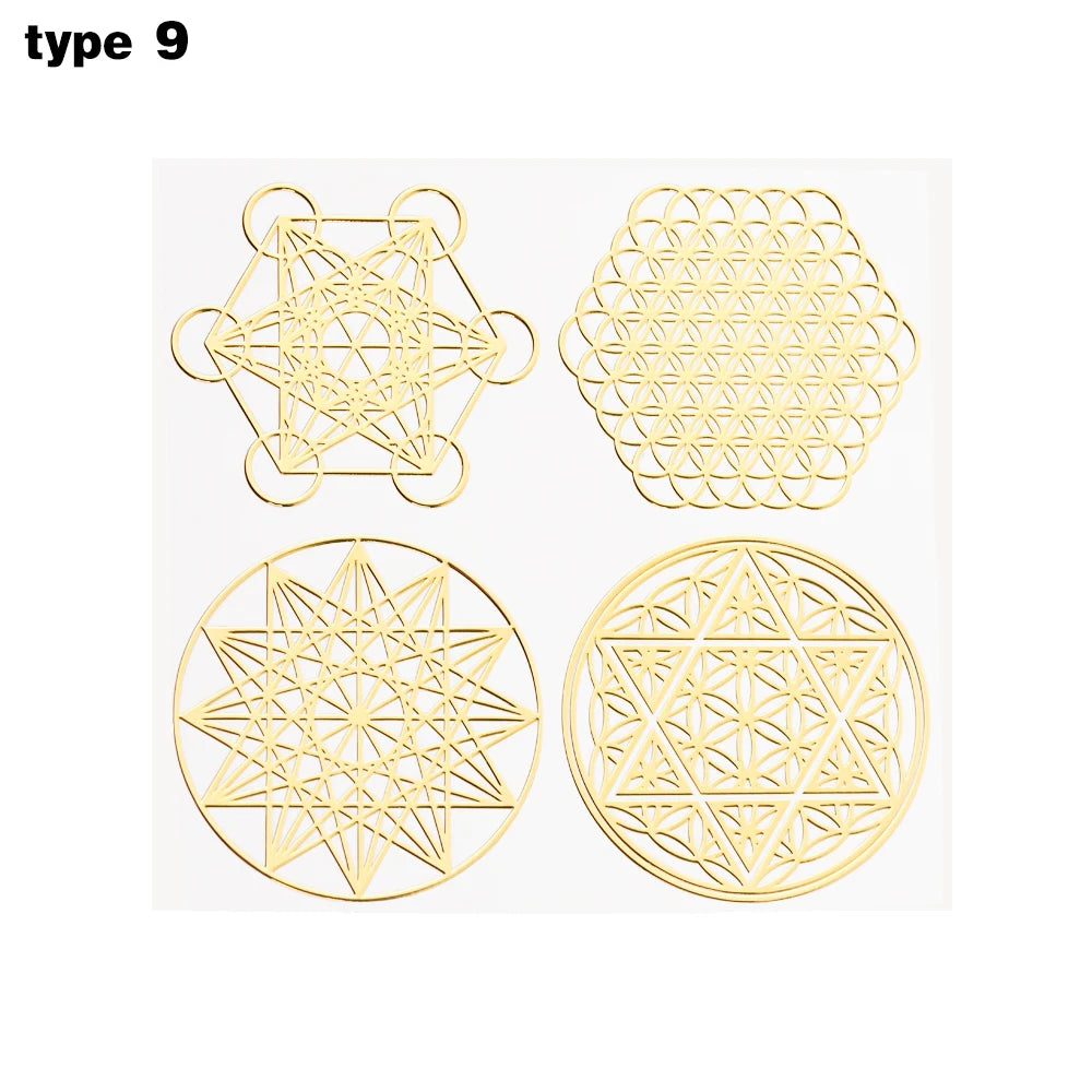 sticker decoratif geometrique or argent adhhesif moderne abstrait variété formes différentes taille