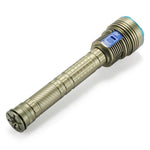 torche plongée rechargeable led dorée bleue rayures horizontales moderne robuste interrupteur bleu 200 500mètres