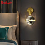 appliques murales led cristal or transparent modernes fixées mur contemporaines