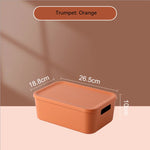 boîtes rangement modernes bleu orange jaune matériau plastique respectueux environnement treillis couvercle petite moyenne