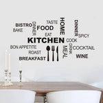 sticker mural adhésif texte cuisine noir typographique décoration murale intérieure pvc résistant eau 58cm