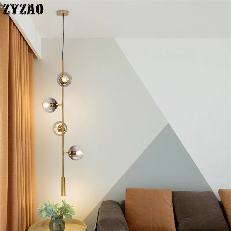 Suspension lumineuse moderne or transparent boules sphériques éclairage intérieur scandinave