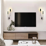 lampe murale articulée moderne noir doré minimaliste deux sources lumineuses flux lumineux variable chambre