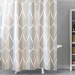 rideau douche moderne géométrique gris blanc imperméable crochets toile bain large choix dimensions respectueux