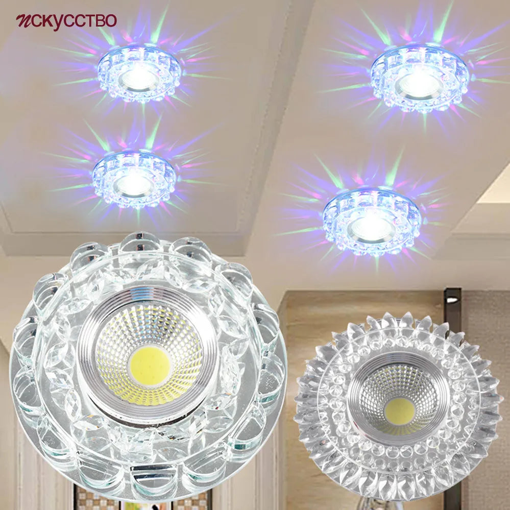 lampe encastrée cristal verre transparent moderne décoration éclairage led cuisine salon restaurant