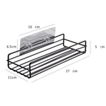 étagère salle bain moderne adhésive noir grille métallique rangement bouteilles cosmétiques flacons pots boîtes