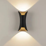 lampe murale moderne noir doré incurvée deux sources lumineuse montée mur haute qualité ip55