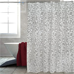 rideau douche moderne blanc rayures horizontales waterproof translucide métalliques grande taille