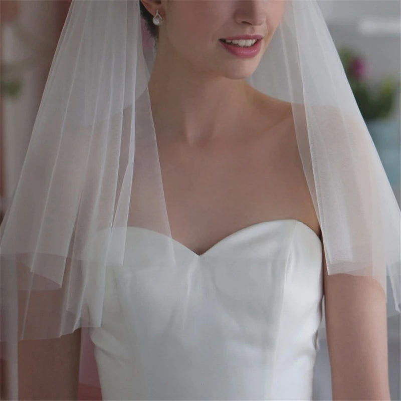 voile mariée deux couches tulle blanc ivoire transparent classique romantique accessoire mariage femme echangement