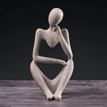 statuette moderne résine abstraction penseur gris doré décoration intérieure minimaliste maison ornement