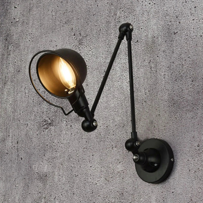 lampe murale rétro LED bras articulé noir doré industrielle éclairage chambre salon étude