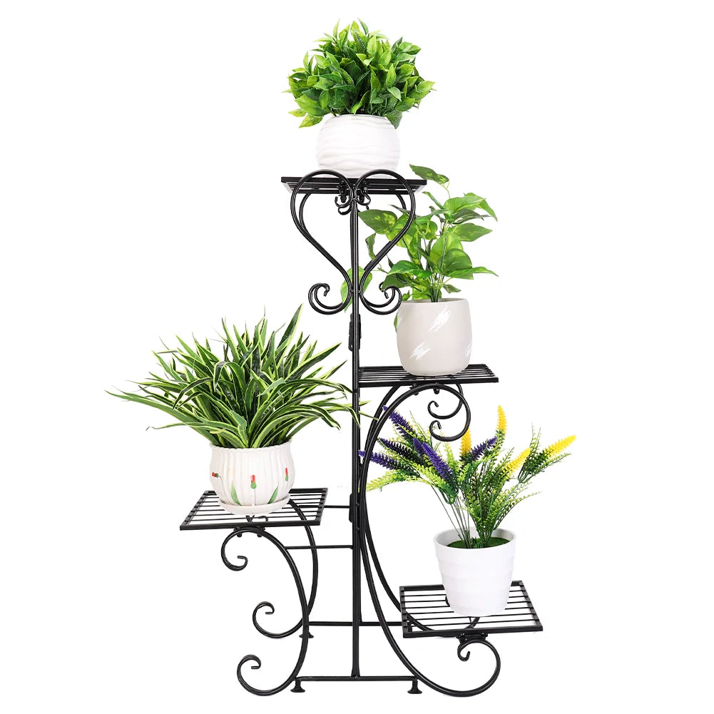 étagère métal plantes niveaux floral classique noire intérieure assemblage pots