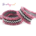 ruban frisé bleu marine rose franges motifs géométriques texturé polyester 10cm