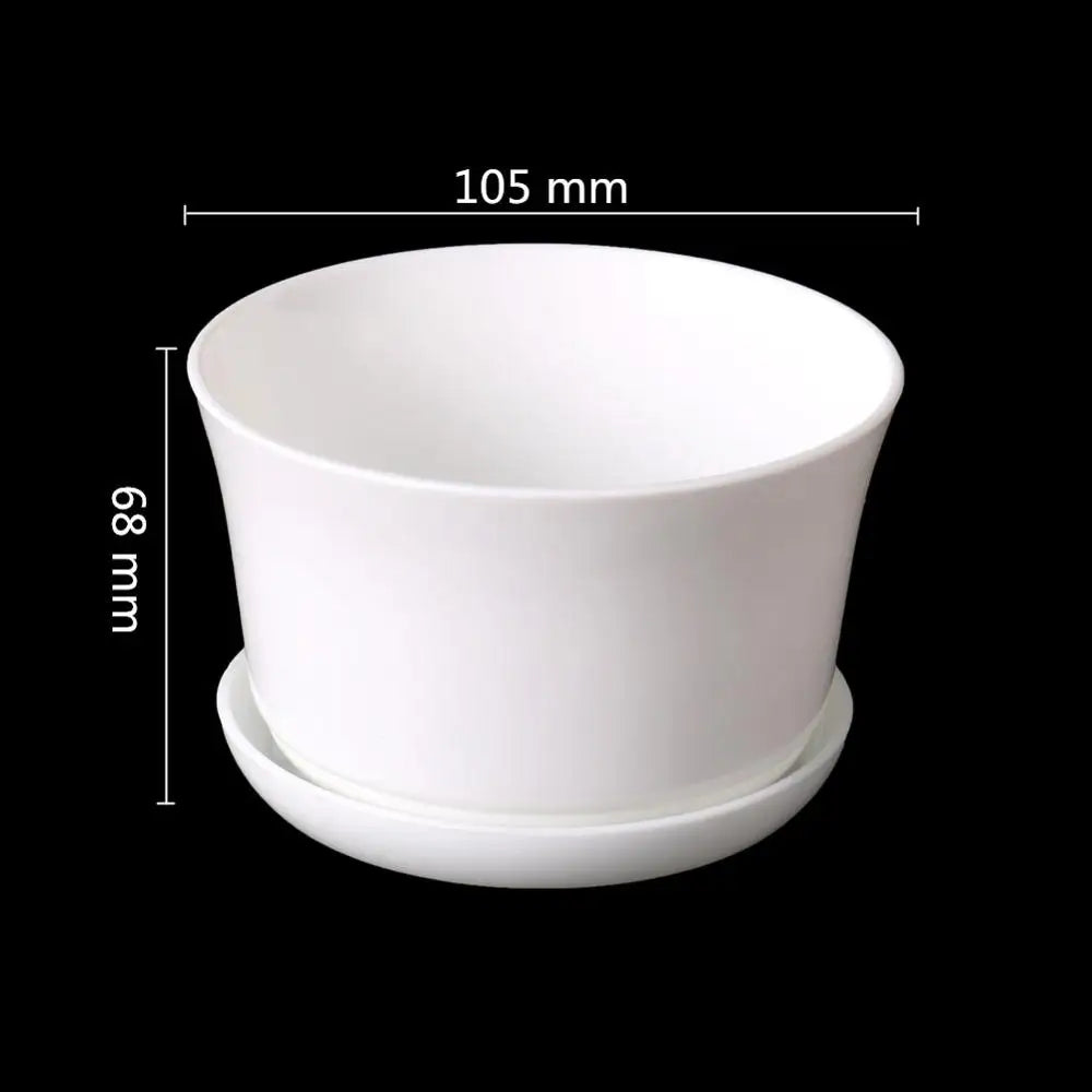 Pot fleurs blanc moderne plateau trous drainage petite plante intérieure plastique