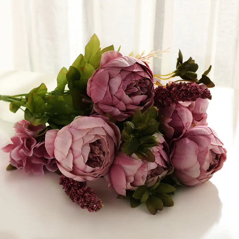 bouquet fleurs artificielles pivoine romantique intérieur décoration maison anniversaire mariage baby shower