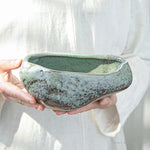 bassin céramique artisanal texture marbrée couleur vert gris durable plante verte