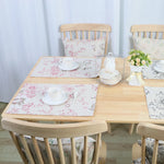 serviettes table rectangulaires coton polyester fleurées beige noir rose clair farmhouse vintage respectueux environnement