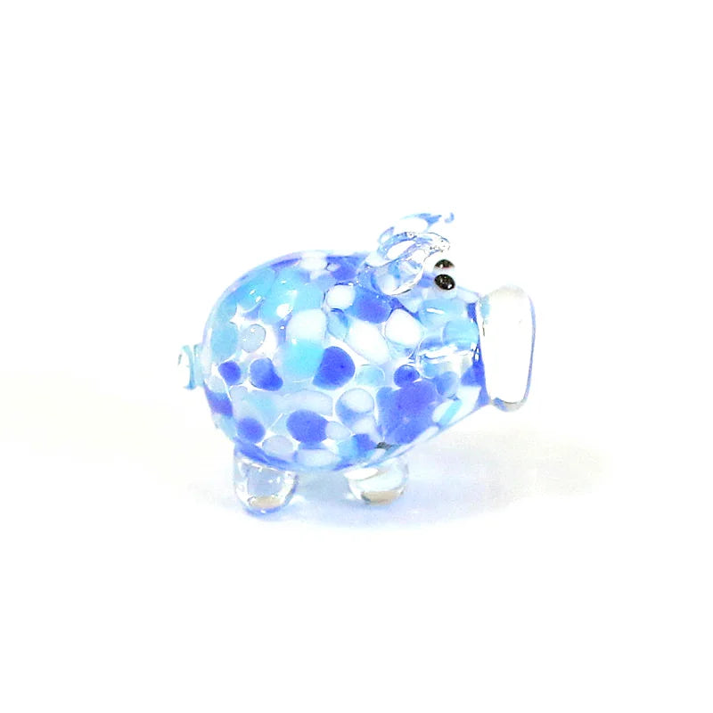 petite tirelire cochon verre artisanal décoratif rose vert bleu maison jardin