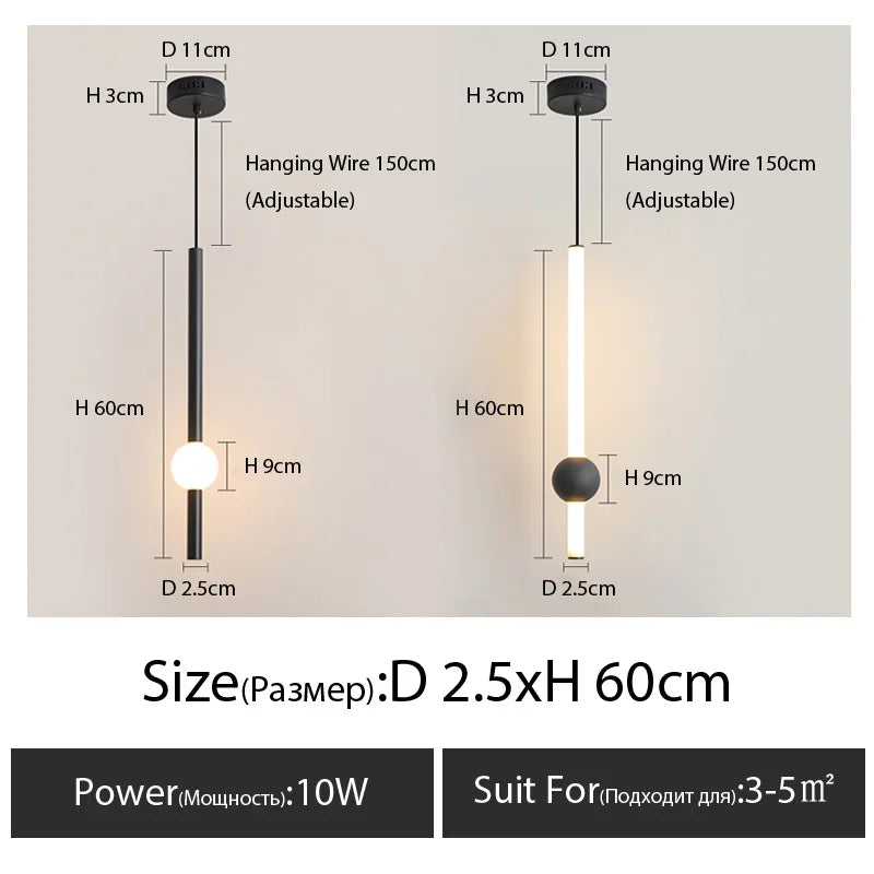 lampe suspendue moderne ampoule led noir blanche sphère lumineuse minimaliste chambre coucherDecoration