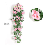 décoration murale guirlande florale roses artificielles feuilles vertes suspension intérieure mariage