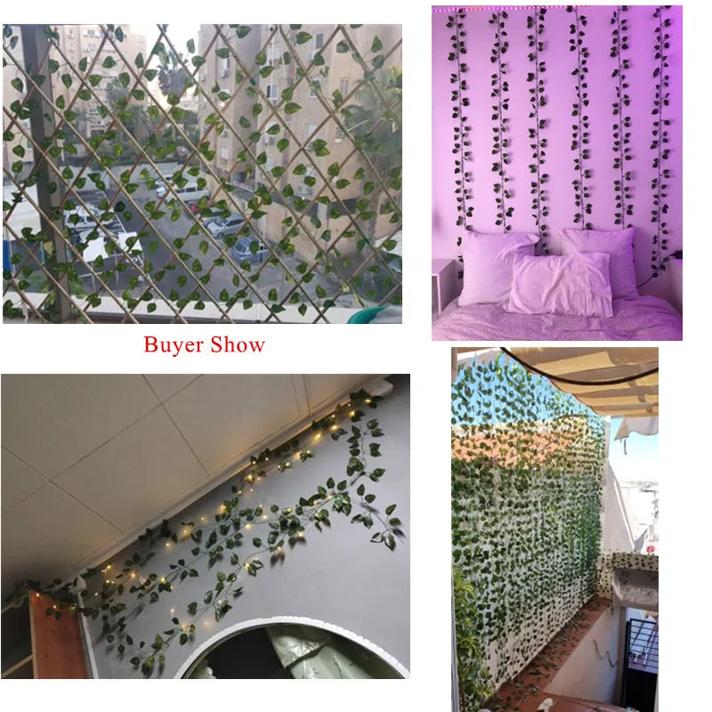 guirlande artificielle feuilles vertes naturelle extérieur accrochée 210cm 240cm décoration mariage fêtes anniversaire événements