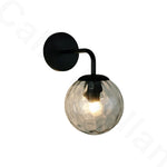 applique murale led moderne sphère verre gravée noir doré chambre salon cuisine 150mm 200mm