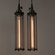 lampe suspendue industrielle vintage filaire noir ampoule filament visible éclairage intérieur salon loft