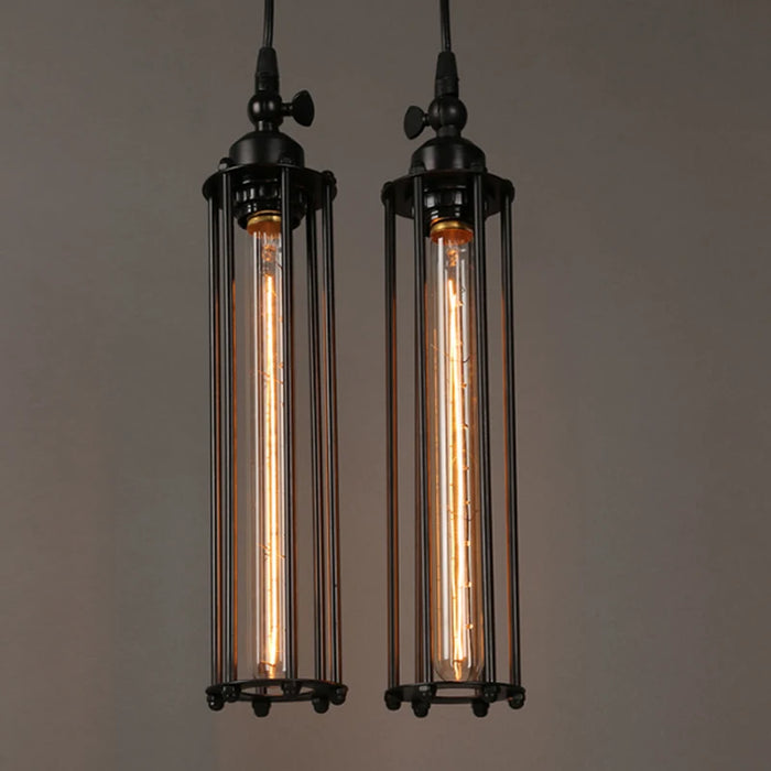 Lampe suspendue industrielle vintage Edison en métal noir suspendue au plafond