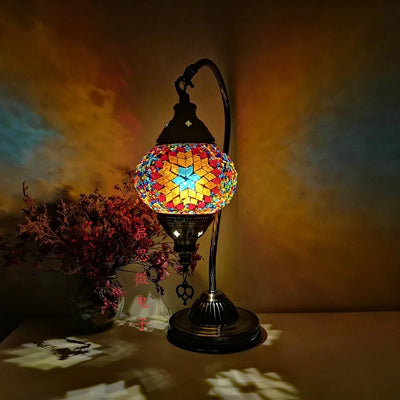Lampe de table mosaïque turque vintage art déco rouge